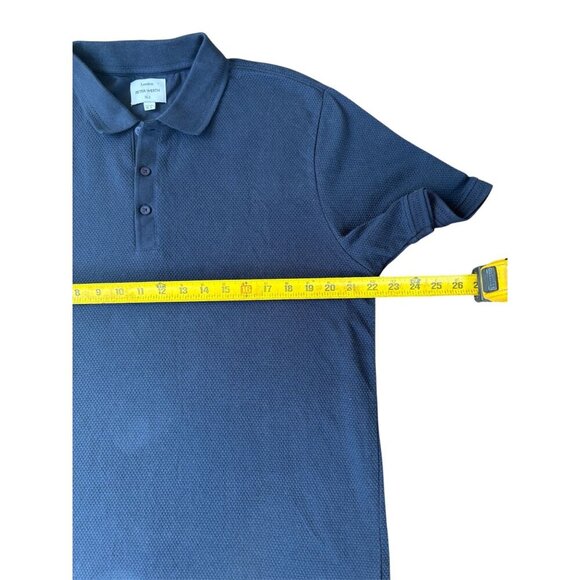 Peter Werth London Navy Polo Shirt Mens L Short Sleeve Cotton Textured Design Cl - Picture 5 of 5